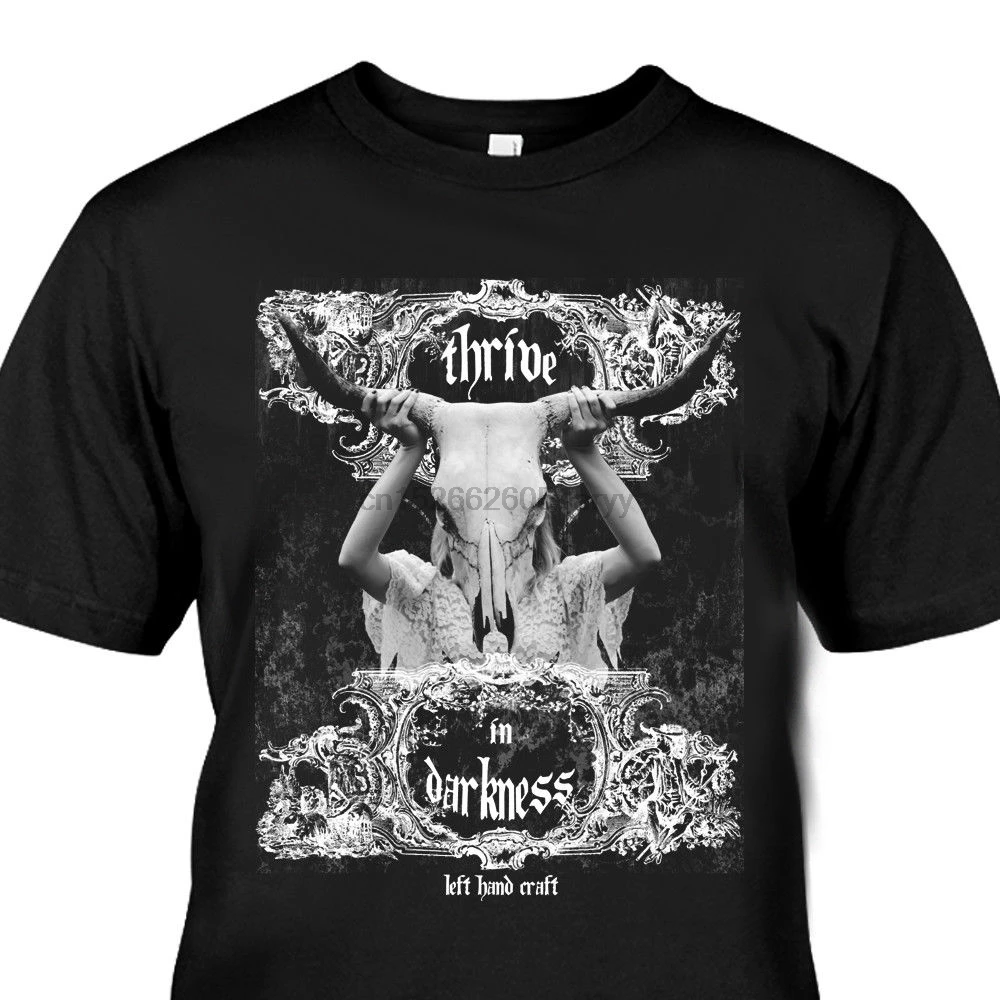 Футболка с надписью Thrive In Darkness Baphomet Pentagram Satan 666 металлический ужас левая рука