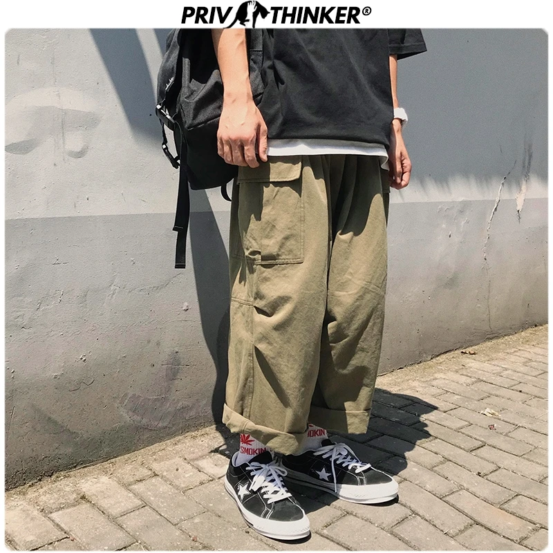 

Privathinker Men Casual Straight 2020 Japanese Cargo Pants Mens Loose Collage Wide Leg Pants Male Streetwear Trousers Buttoms