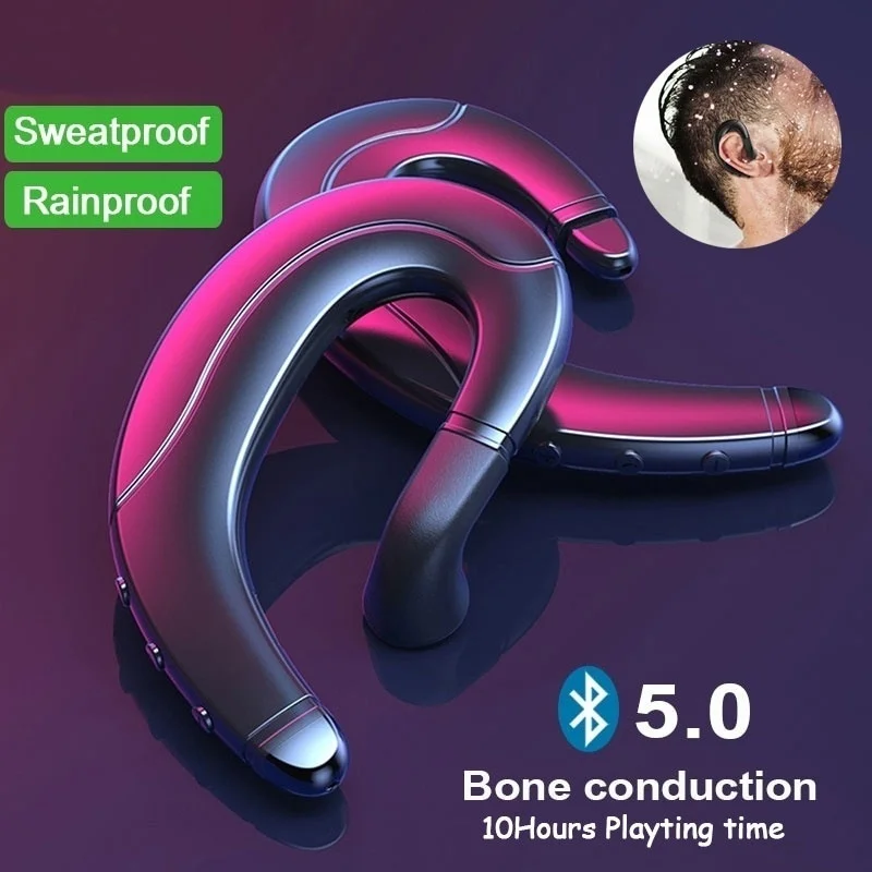 

Newest Bluetooth 5.0 Bone Conduction Earphone Sport Waterproof Earphone with Mic Wireless Headset Earpiece Ear Hook Earphones