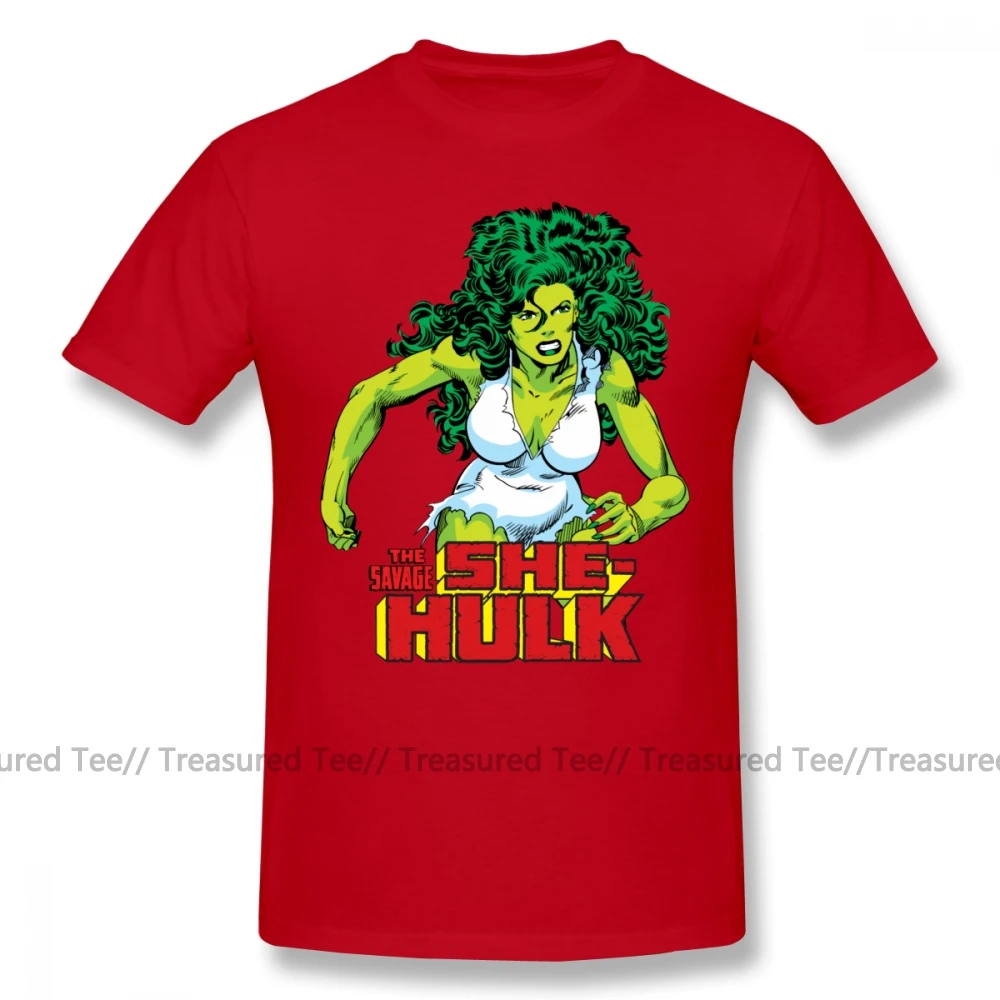 Халк футболка She-Hulk футболка плюс размер летняя футболка 100 Хлопок Забавный короткий рукав мужская футболка с принтом - Цвет: Red