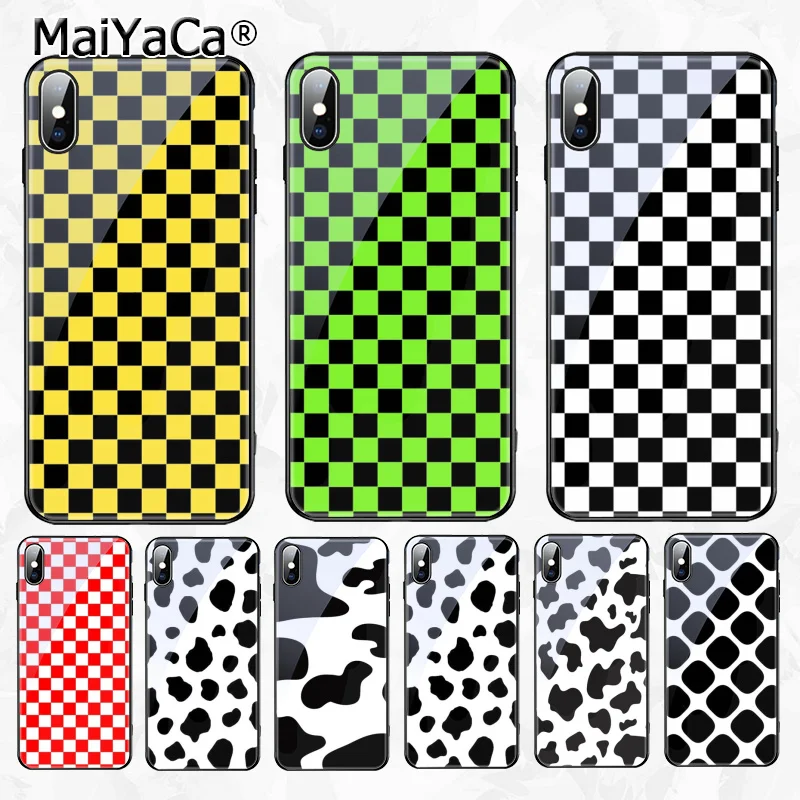 

MaiYaCa Checkered grid black and white cow Custom Photo Soft Phone Case for Apple iPhone 8 7 6 6S Plus X XS MAX XR Cover
