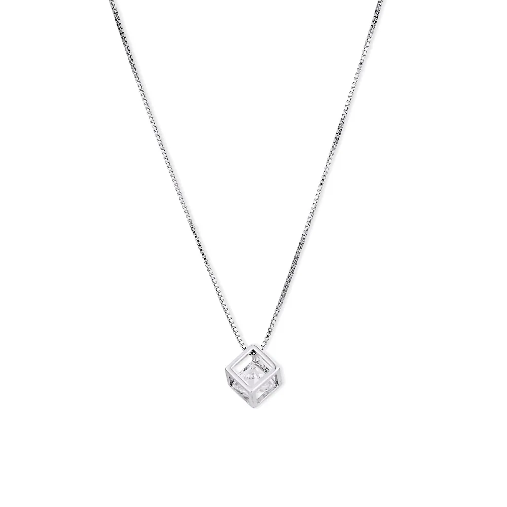 

Gaku Silver Color Metal Geometry Zircon Necklace for Women Simple Versatile Top Grade Necklace 2020