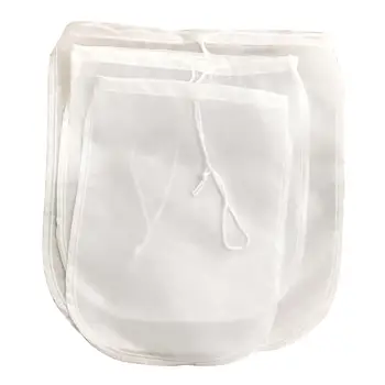 

Hot Reusable Fine Mesh Cloth Filter Drawstring Nylon Bag Soya Bean Milk Tea Strainer Bag Soup Filter Bag Spice Storage Pouch 1