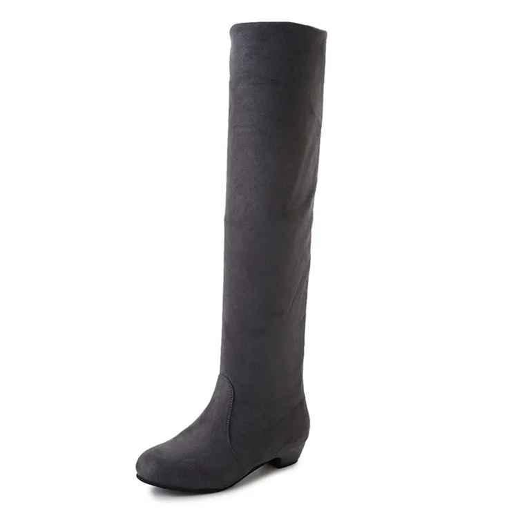 HOT New Arrival Women Boots Square Block Heel Fur Platform Winter Knee High Boots Women Foldable Elastic Boots Dress Boots