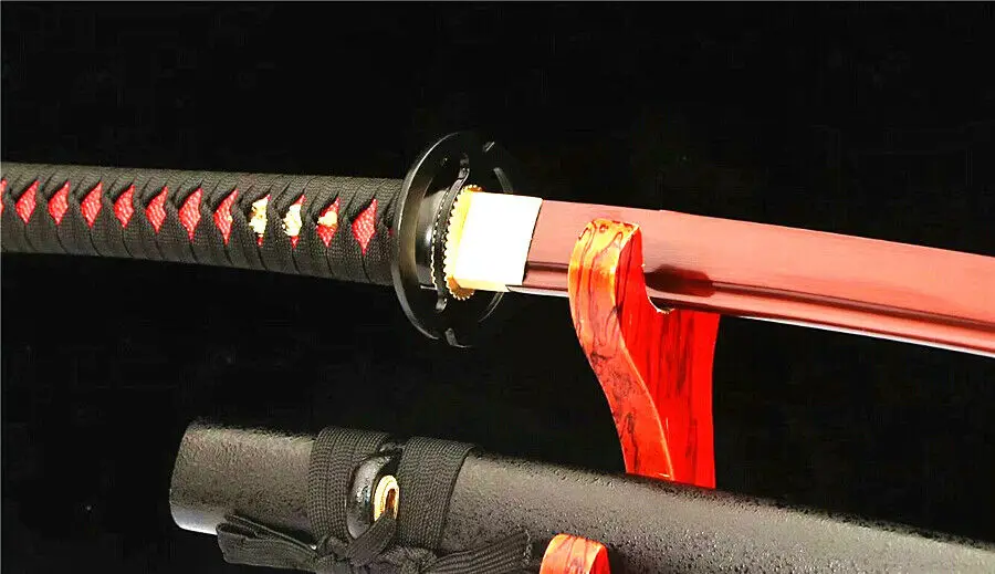 HandMade Japanese Sword Samurai Katana Very Sharp Blood Red High Manganese Steel Blade