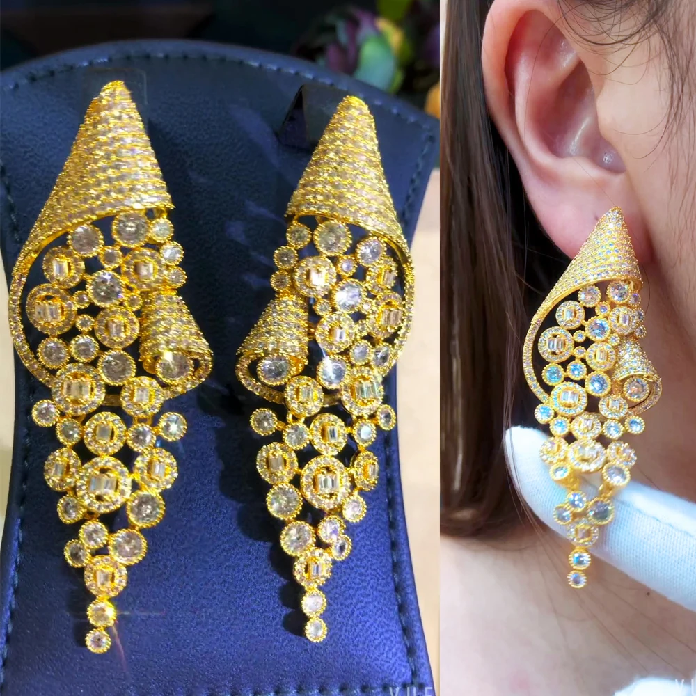 Missvikki Original Design Luxury Vintage Big Earrings For Noble Women Wedding Party CZ Dubai Bridal Earrings Gorgeous Jewelry