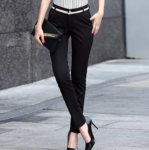 Traje ajustado de cintura alta para mujer, pantalones formales de oficina  coreanos, color gris y negro, 2020|black formal pants|formal pants for  womanpants for women - AliExpress