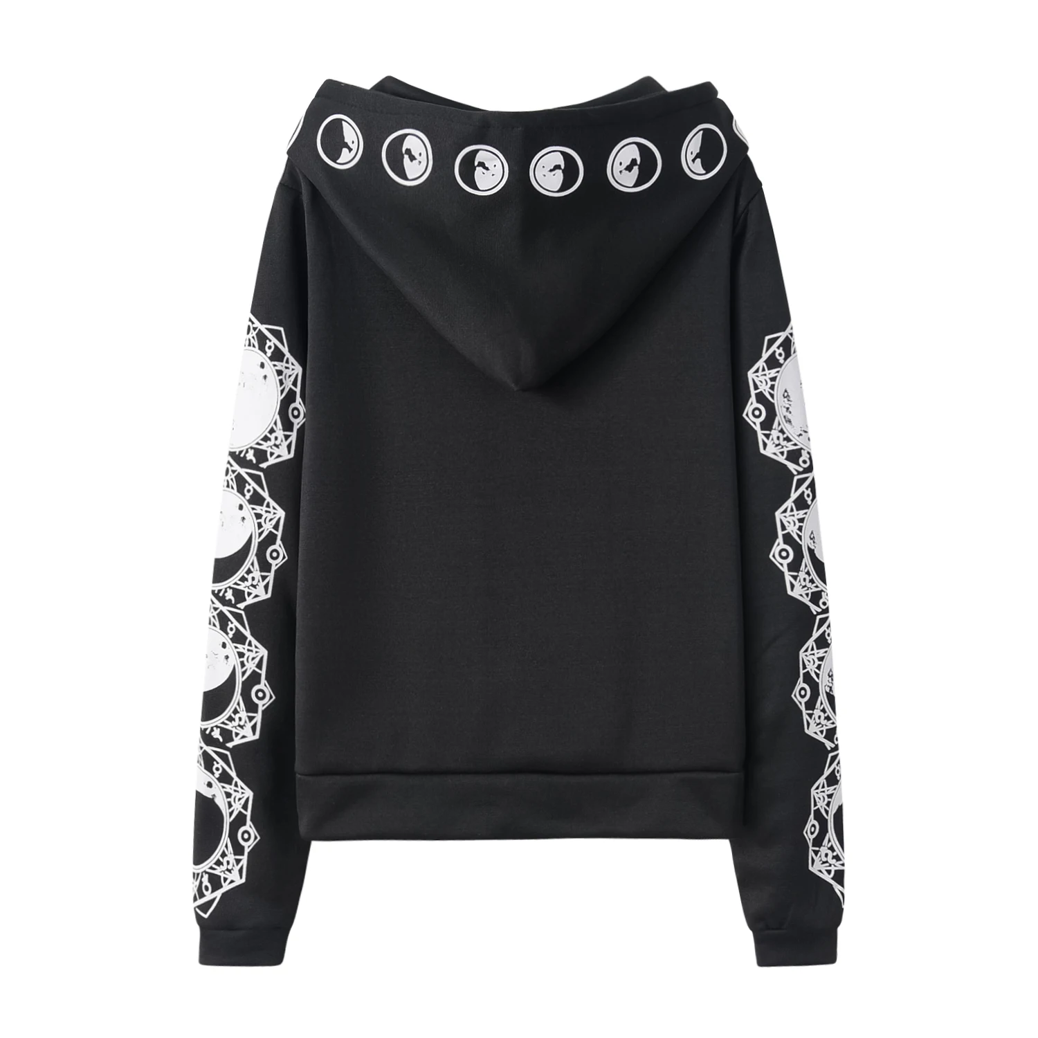 Pop Black Punk Peng Kapuzenpullover mit Mondmuster und langen Ärmeln – Detail 7