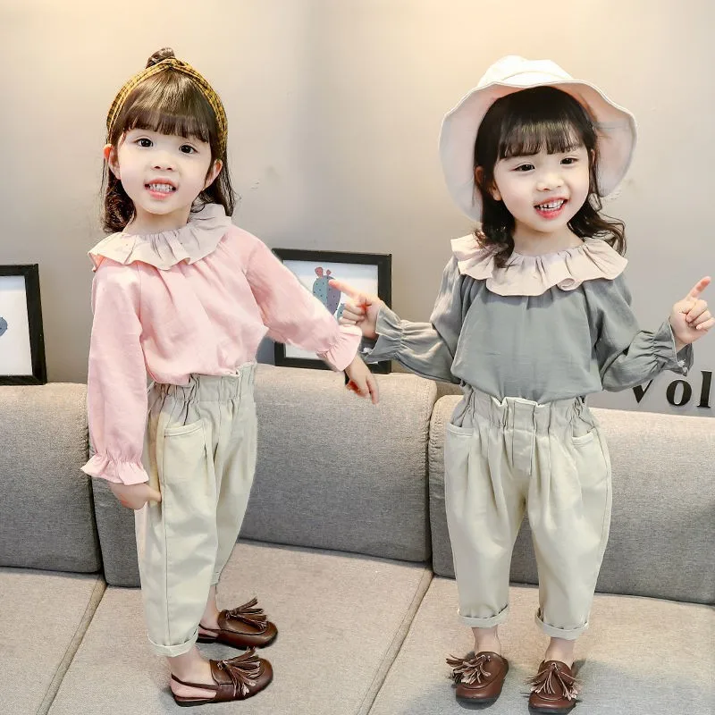 

2019 New Style Girls Autumn Clothing 1-2-3-4-5-Year-Old Korean-style GIRL'S Suit Spring And Autumn Female Baby Western Style 2 P