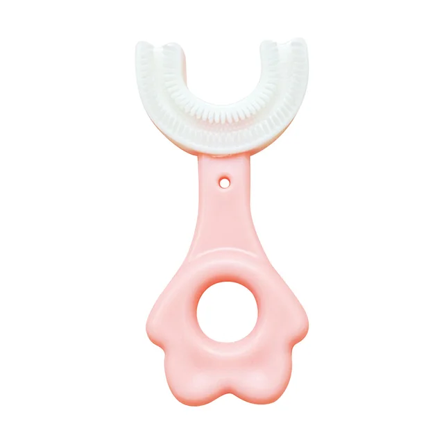 U Shaped Toothbrush 2-12 Ages Kids Toothbrush U-Shape Infant Toothbrush with Handle Silicone Oral Care Cleaning Brush for Baby 06