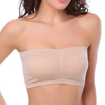 

New Arrival Tube Tops Double Layers Plus Size Strapless Bra Bandeau Tube Removable Padded Top Stretchy