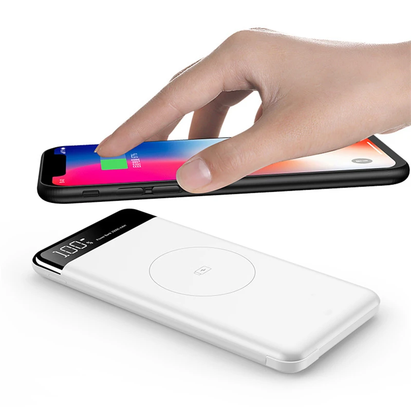 Внешний аккумулятор Qi на 10000 мА · ч Беспроводная зарядка для iPhone 11 Pro Max X Samsung