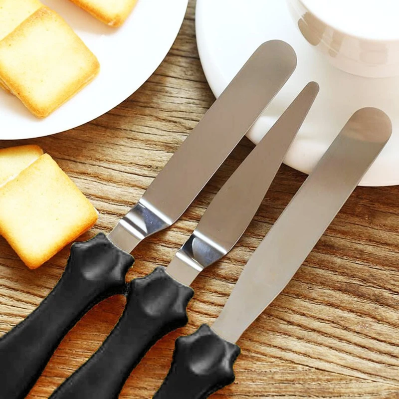 3pcs/set Stainless Steel Cream Spatula Cake Scraper Smoother Palette Knife Cake