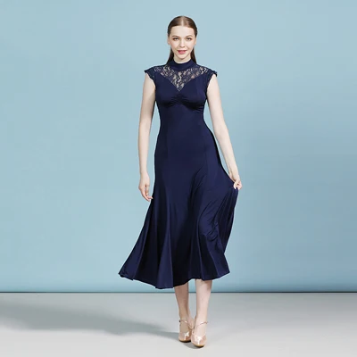 Для взрослых женщин современный танец кружева Slim Fit платье бальные национальный стандарт вальс Джаз танцы Конкурс 3 цвета тренировочный костюм - Цвет: Only Dress as Photo