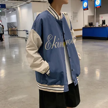 

L Trend Baseball Uniform Jacket Men Stand Collar Printed Joint Jacket Male