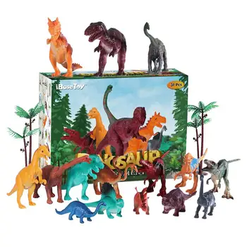 

iBaseToy 31PCS Dinosaurs Assortment Toy Set Realistic Toy Dinosaur Figures for Kids and Toddler Educations
