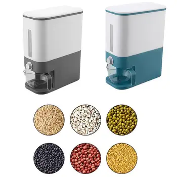 

Automatic Plastic Cereal Dispenser Storage Box Measuring Cup Kitchen Food Tank Rice Container Organizer Grain Storage Cans