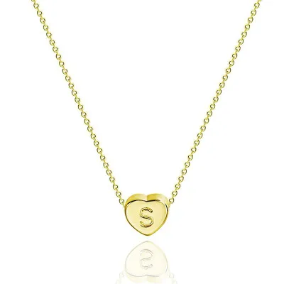 Tiny Love Heart Initial Necklace For Women Gold Chain A-Z Letter Alphabet Statement Jewelry Dainty Pendants Necklaces Baby Gift