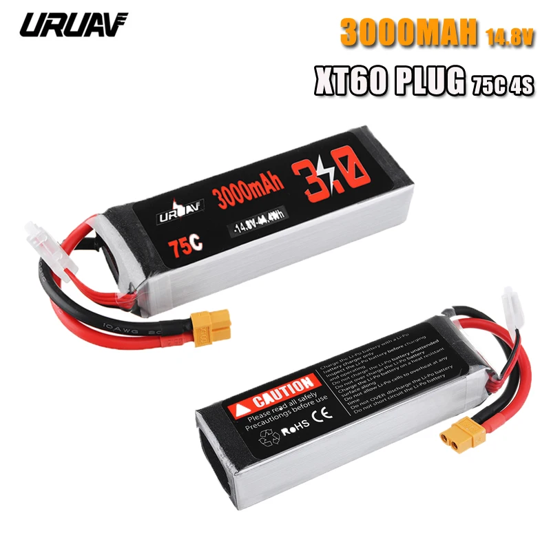 Высокое качество URUAV 14 8 V 3000mAh 75C 4S Lipo батарея XT60 Разъем для RC гоночного дрона