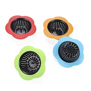 

Household Flower Shape Drain Plug Kitchen Durable Sink Filter Silicone Strainer Bathroom Shower Sink Filter. #