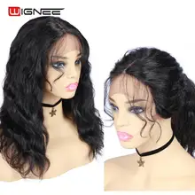 Wignee кружевные передние человеческие парики с детскими волосами для черных женщин бразильские предварительно выщипанные волосы без клея натуральные волнистые человеческие волосы парики