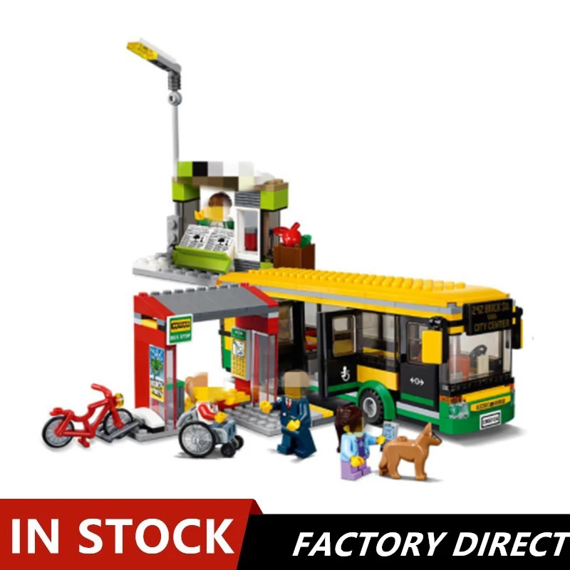 

02078 Genuine City Series The Bus Station 377Pcs Set 60154 Building Blocks Bricks Educational Toys for Kids Christmas Gifts