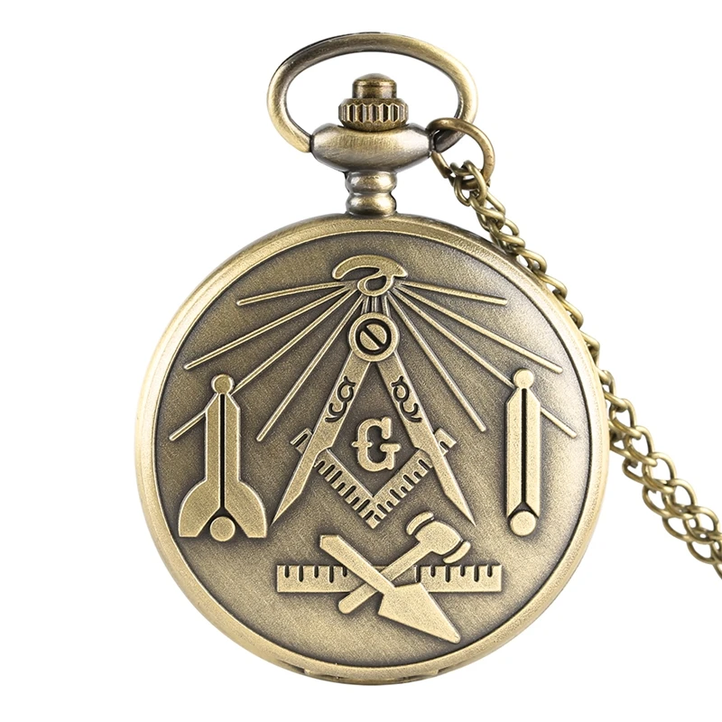 Винтажные масонские Freemasonry хромированный угольник и циркуль Mason ожерелье кулон Freemason кварцевые карманные часы Relojes de bolsillo - Цвет: 4