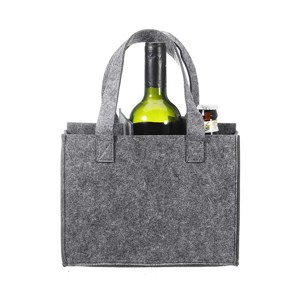 Bolsa de fieltro reutilizable botellas de vino, bolso de compras con compartimentos, almacenamiento de botellas de vino|Bolsos y cestas| - AliExpress