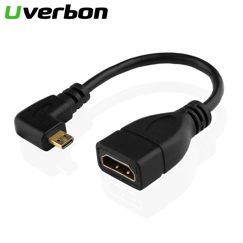 Левый угол 90 градусов Micro HDMI Мужской к HDMI Женский Кабель-адаптер HDMI конвертер Код для ПК HDTV проектор