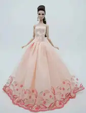 Robe de mariée princesse à fleurs rose clair pour poupée Barbie, vêtements de fête, accessoires de poupées BJD, maison de jeu, jouet bricolage er soi même, 1/6