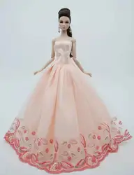Robe de mariée princesse à fleurs rose clair pour poupée Barbie, vêtements de fête, accessoires de poupées BJD, maison de jeu, jouet bricolage er soi même, 1/6 