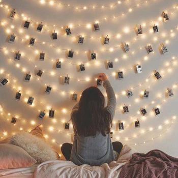 

Photo Clips String Lights Holder Indoor Fairy String Lights Hanging Photos Pictures Cards & Memos Ideal Gift Photo Clip Holder