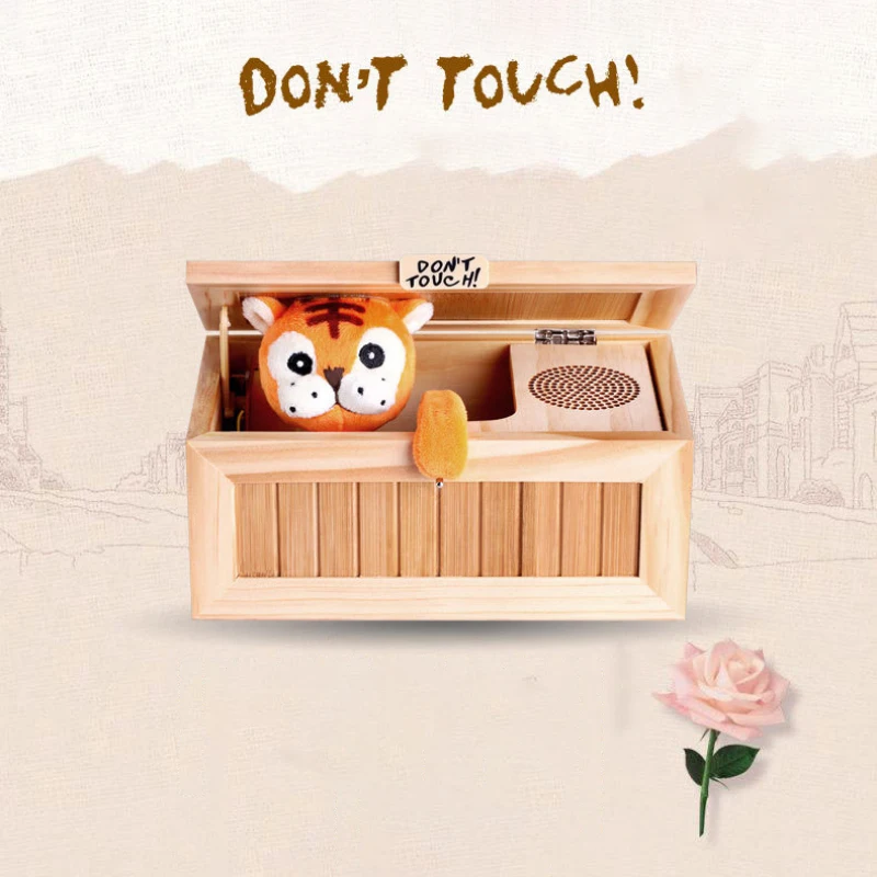 Wooden Box Leave Me Alone Box Pastime Machine Don't Touch Tiger Toy with Sound 