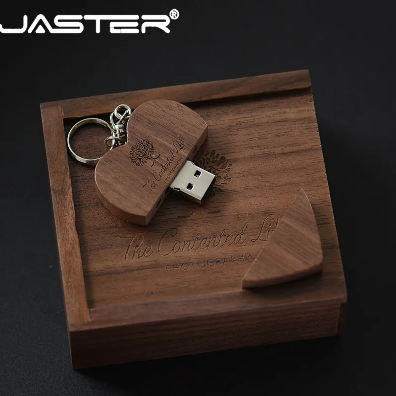 JASTER USB 2,0 деревянное сердце+ коробка usb флэш-накопитель 4 ГБ 8 ГБ 16 ГБ 32 ГБ 64 Гб 128 ГБ Флешка внешний накопитель(более 10 шт. бесплатный логотип