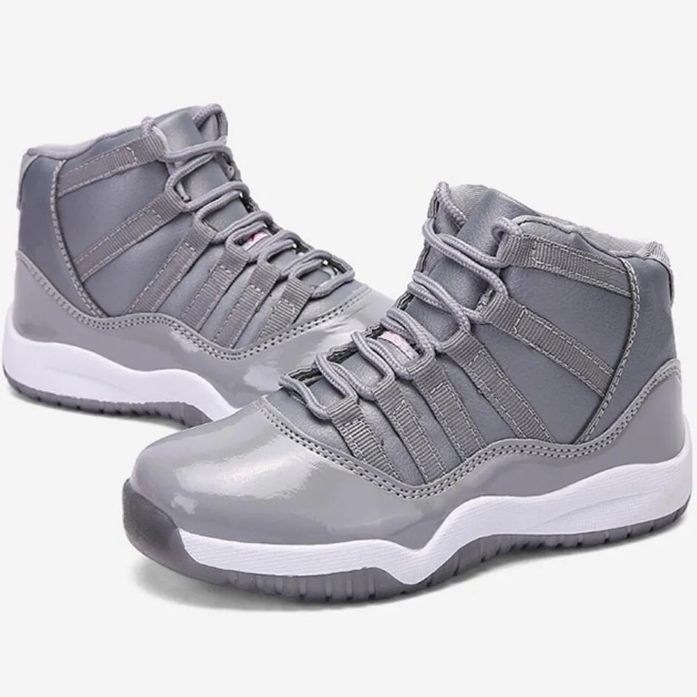 Серый Running Shoes Kid Children Boys Shoes Basketball Shoes Anti-slippery Soled Lace Up Sneakers for Children - Цвет: Серый