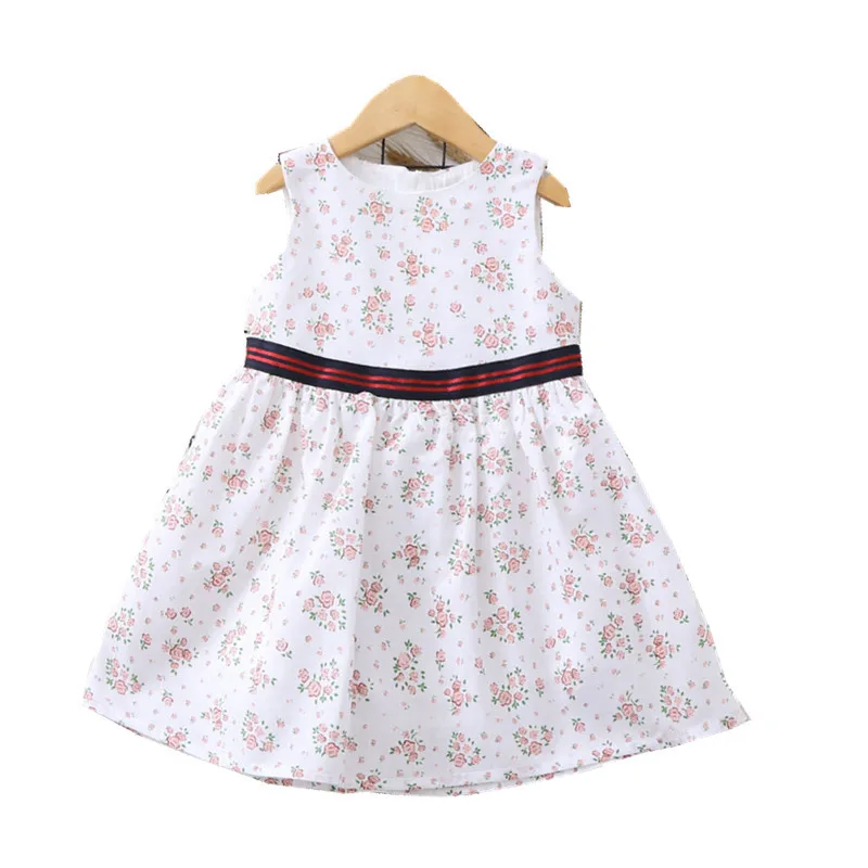 Модное платье с цветочным узором для девочек; Новинка года; Летнее Детское платье принцессы