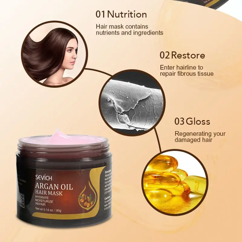 80g Argan Oil Moisturize Hair Treatment Mask Improve Frizz Prevent Static Electricity Scalp Soothing Brightening Care | Красота и