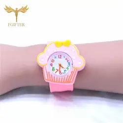 Розовые резиновые часы дом мороженого девочки часы Дети Кварцевые часы детские наручные часы игрушки подарок