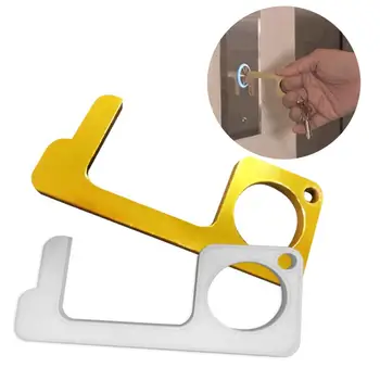 

5Pcs EDC Door Opener Non-Contact Press Elevator Tool Hygiene Hand Contactless Alloy Door Handle Keychain Portable Door Opener