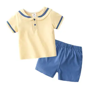 

2020 Summer 2 3 4 6 8 10 Years Kids Short Sleeve T-Shirt+Knee Length Shorts 2 Pieces Handsome Cotton Casual Boys Summer Sets