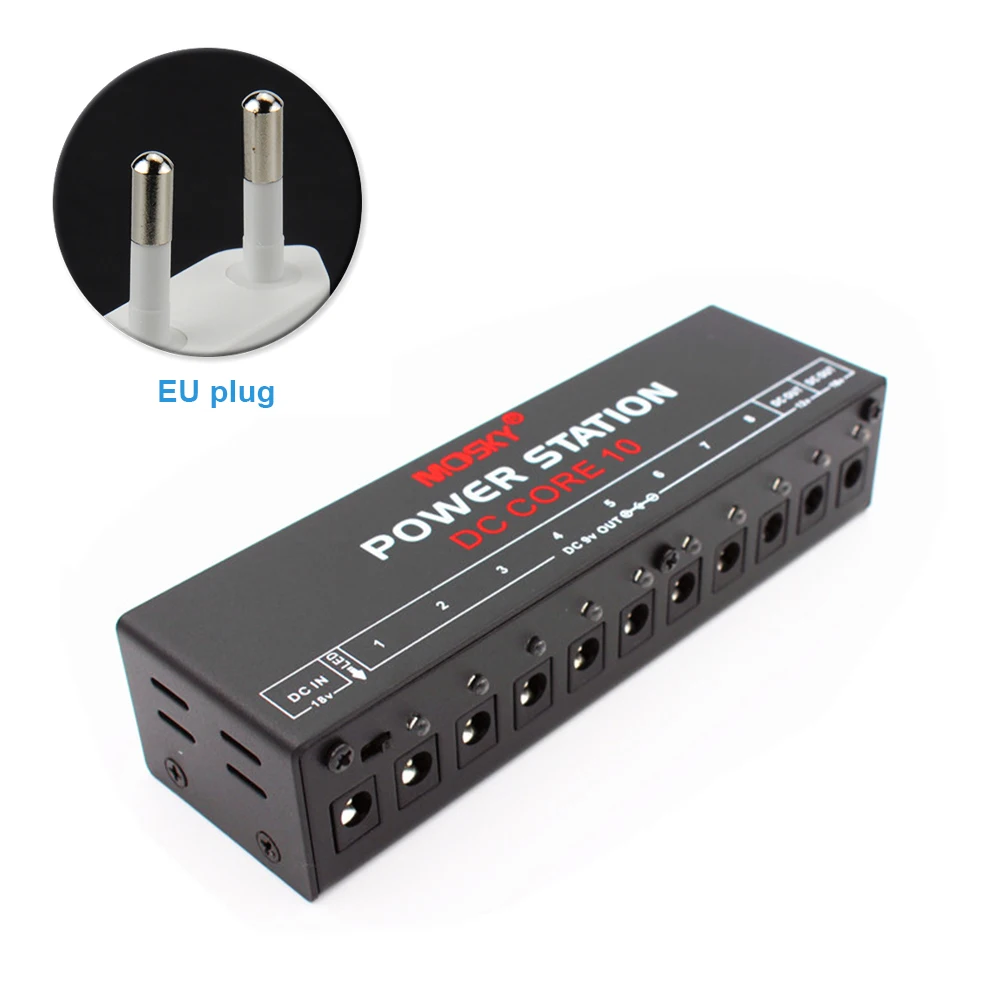 

Overcurrent Protected Mini US/EU/UK Plug 10 Isolated DC Output Musical Instruments Accessories Guitar Pedal Power Supply