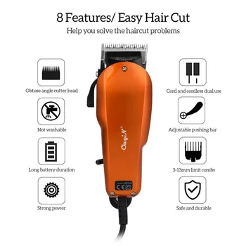 

Plug-in Corded Electric Hair Clipper Professional Hair Trimmer Barber Razor Beard Trimer Stubble Shaving Hair Cutting Machine