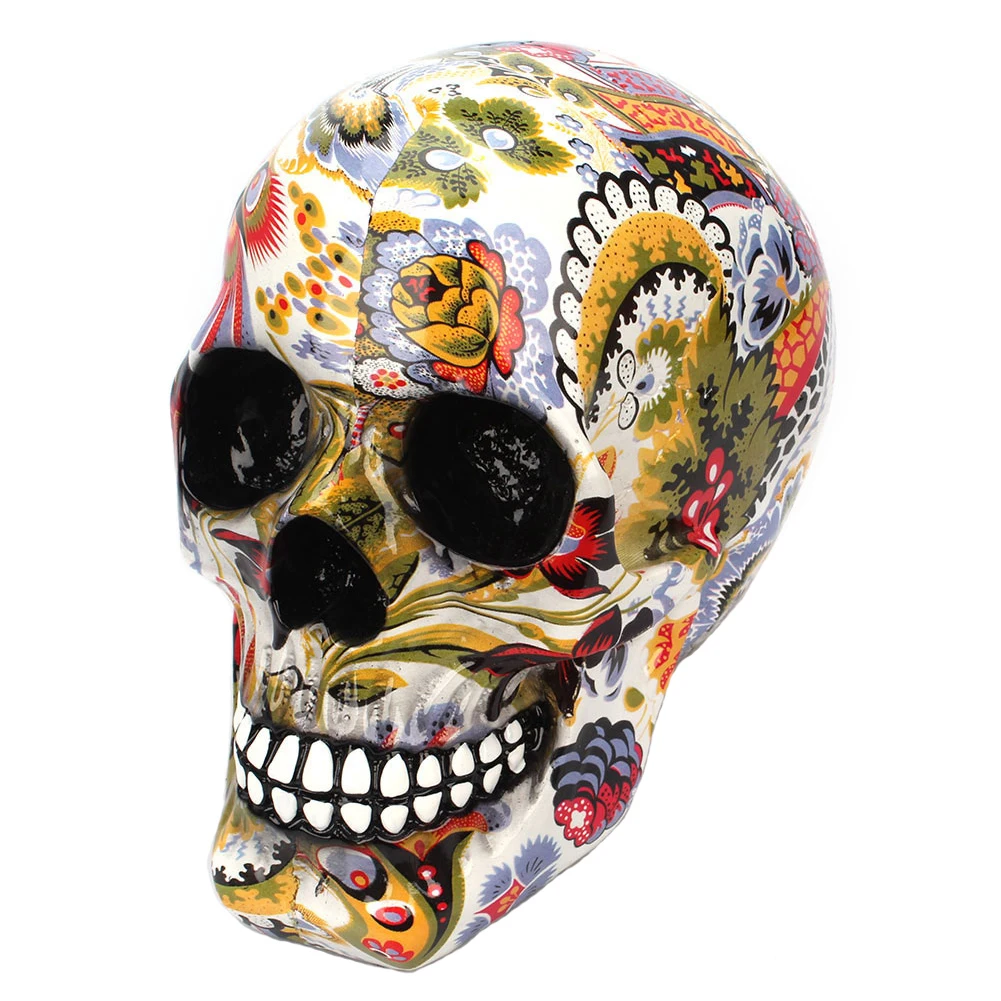 

Gift Bar Skeleton Skull Ornament Festival Figurine Party Craft Desktop Halloween Horror Color Flower Painting Decoration Home