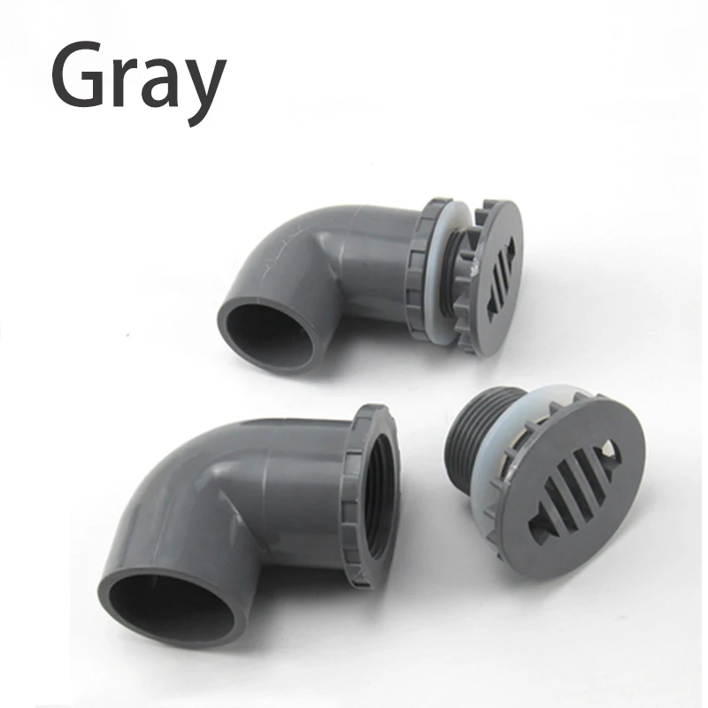 1 PC Fish tank drainage joint water tank PVC drainage pipe fittings group drainage Elbow discharge for Aquarium