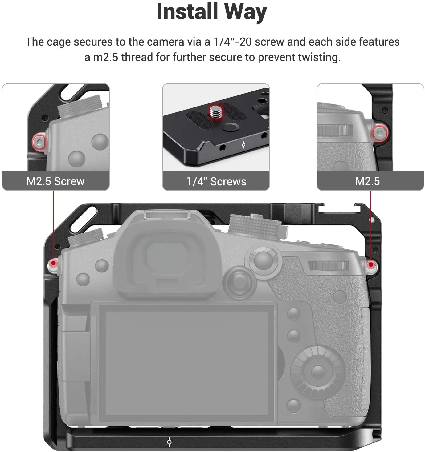 SmallRig GH5 Cage For Panasonic Lumix GH5/GH5S Camera Cage With 1/4' 3/8' Threading Holes+Cold Shoe+NATO Rail -2646