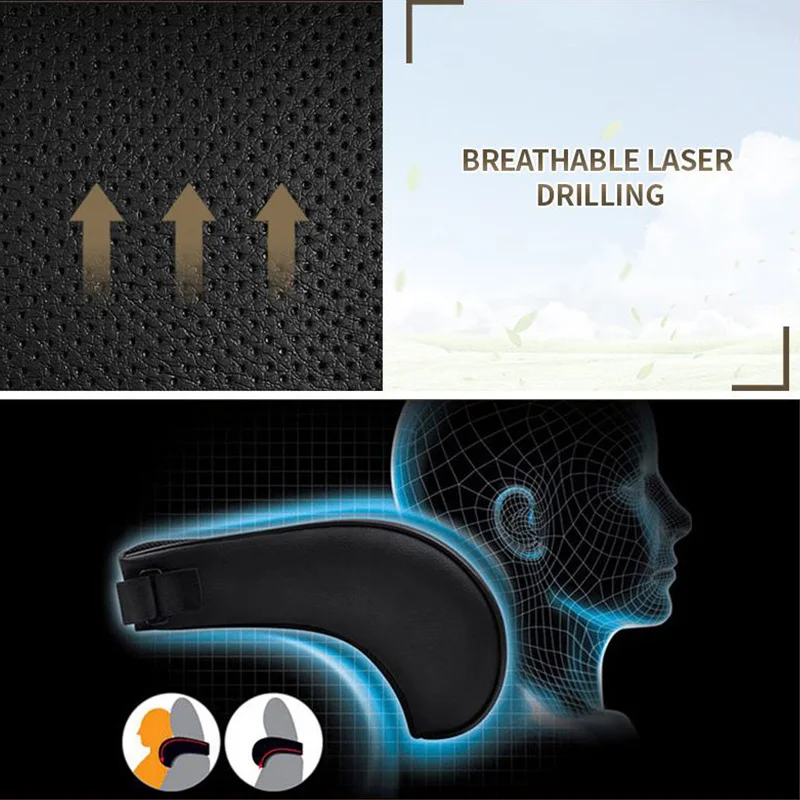 Beste 1Pcs Pu Lederen Auto auto Nekkussen Memory Foam Kussens Neksteun Hoofdsteun Kussen Pad