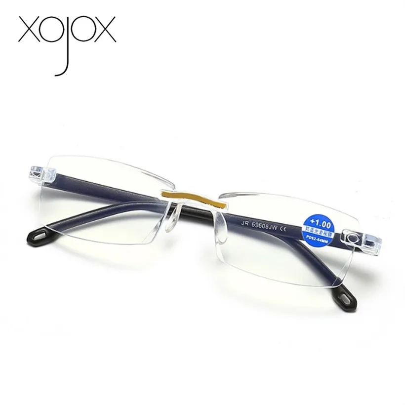 

XojoX Frameless Diamond Trimming Reading +1.0 +1.5 +2.0 +2.5 +3.0 +3.5 +4.0 For Men and Women Anti-blue Light Reading Glasses