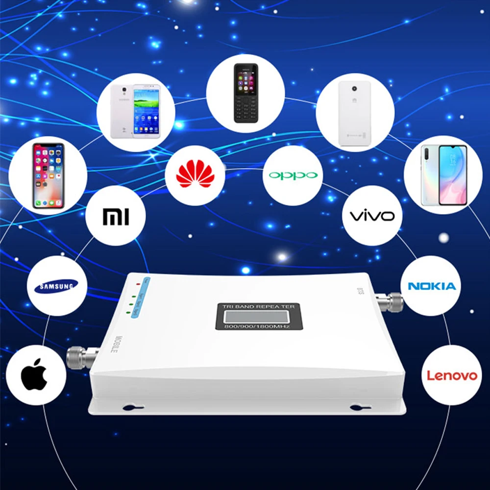 Мобильный телефон с трехдиапазонным ретранслятором GSM 2G 900 3g 2100 LTE 1800 cellular усилитель сигнала с ЖК-дисплеем для сотового телефона набор усилителей сотовой связи