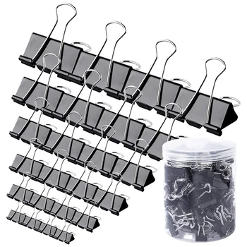 

120Pcs Binder Clips Paper Clamps Assorted Paper Binder Clips Fold Back Clips for Office, School and Home Supplies, Black
