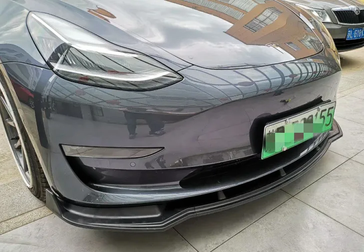Для Tesla модель 3 2017 2020 передний спойлер Крылья бампер PP пластик матовый черный